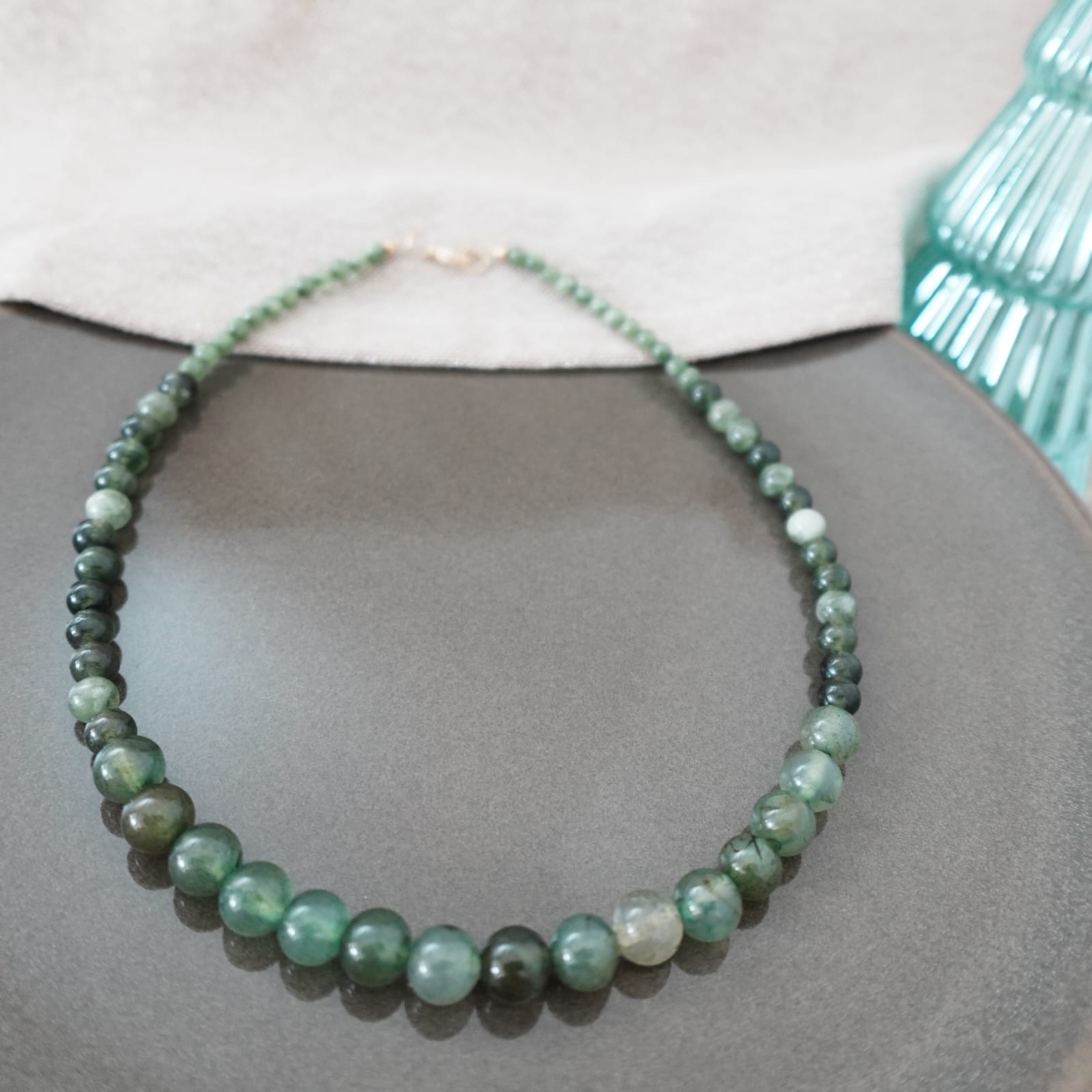Green Tourmaline Necklace | Natural Gemstone Jewelry | Handmade Boho Necklace | Healing Stone Pendant | Green Crystal Necklace