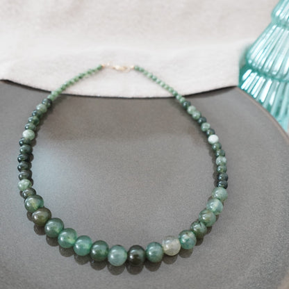 Green Tourmaline Necklace | Natural Gemstone Jewelry | Handmade Boho Necklace | Healing Stone Pendant | Green Crystal Necklace