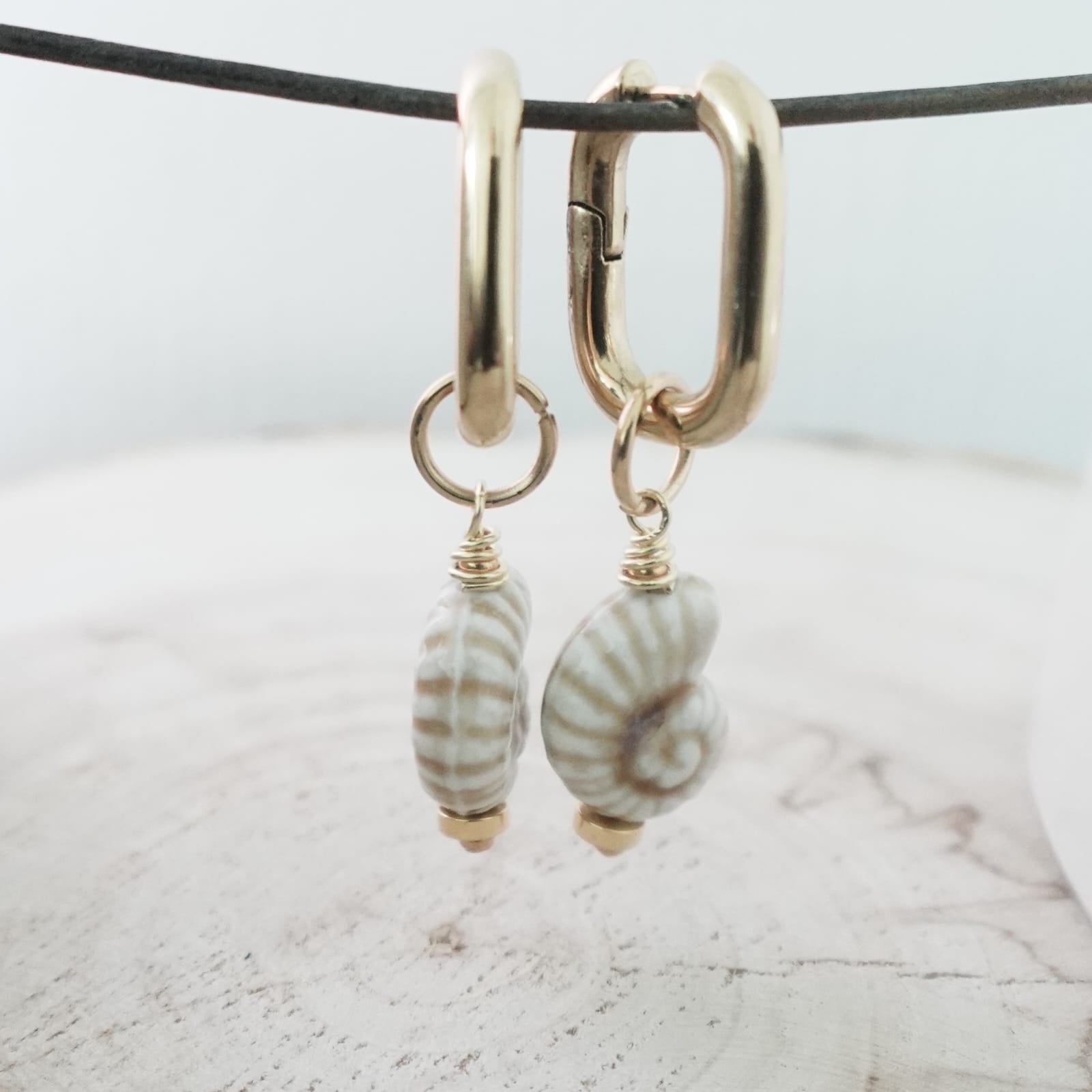 White Ceramic Earrings | Ammonite Fossil Earrings | Handmade Boho Earrings | Ocean Inspired Jewelry | Natural Ceramic Earrings
