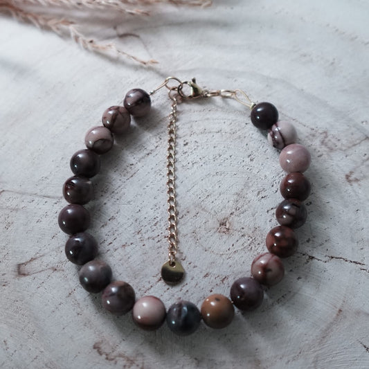 Handmade Jasper Bracelet – Earth Tones & Gold Accent | Natural Gemstone Jewelry | for Her of Him