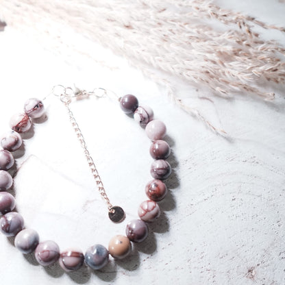 Handmade Jasper Bracelet – Earth Tones & Gold Accent | Natural Gemstone Jewelry | for Her of Him