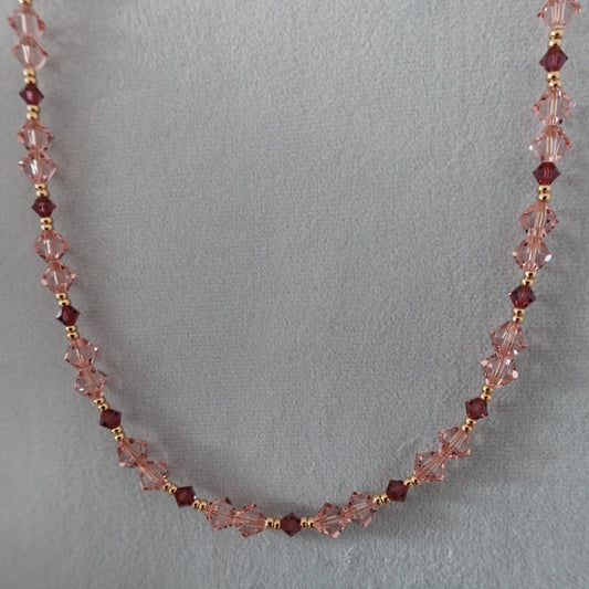Swarovski Beaded Necklace | Handmade Pink Jewelry | Preciosa Fuchsia Necklace | Faceted Bead Necklace | Elegant Boho Jewelry