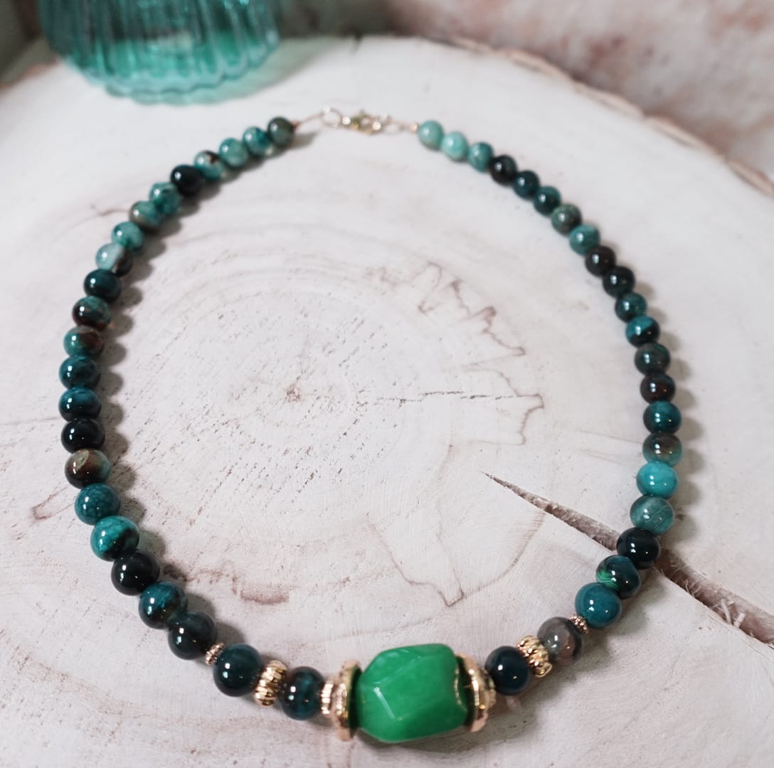 Green Striped Agate ketting