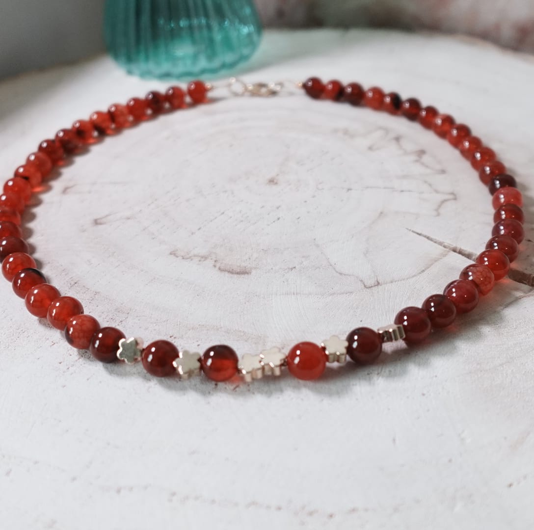 Red Striped Agate Ketting