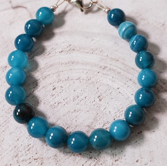 Blauw gestreepte Agaat armband